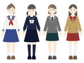 色々な制服の女子学生
