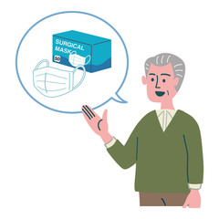 男性　おじいさん　老人　シニア　マスク