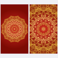 Design Vintage cards with Floral mandala pattern and ornaments. Vector template. Islam, Arabic, Indian, Mexican ottoman motifs. Hand drawn background