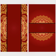 Invitation or Card vector template with floral mandala pattern. Decorative background for Wedding, greeting cards, Birthday Invitation. The front and rear side.