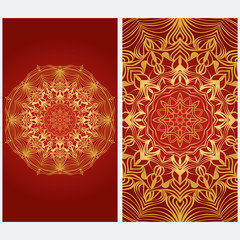 Design Vintage cards with Floral mandala pattern and ornaments. Vector template. Islam, Arabic, Indian, Mexican ottoman motifs. Hand drawn background