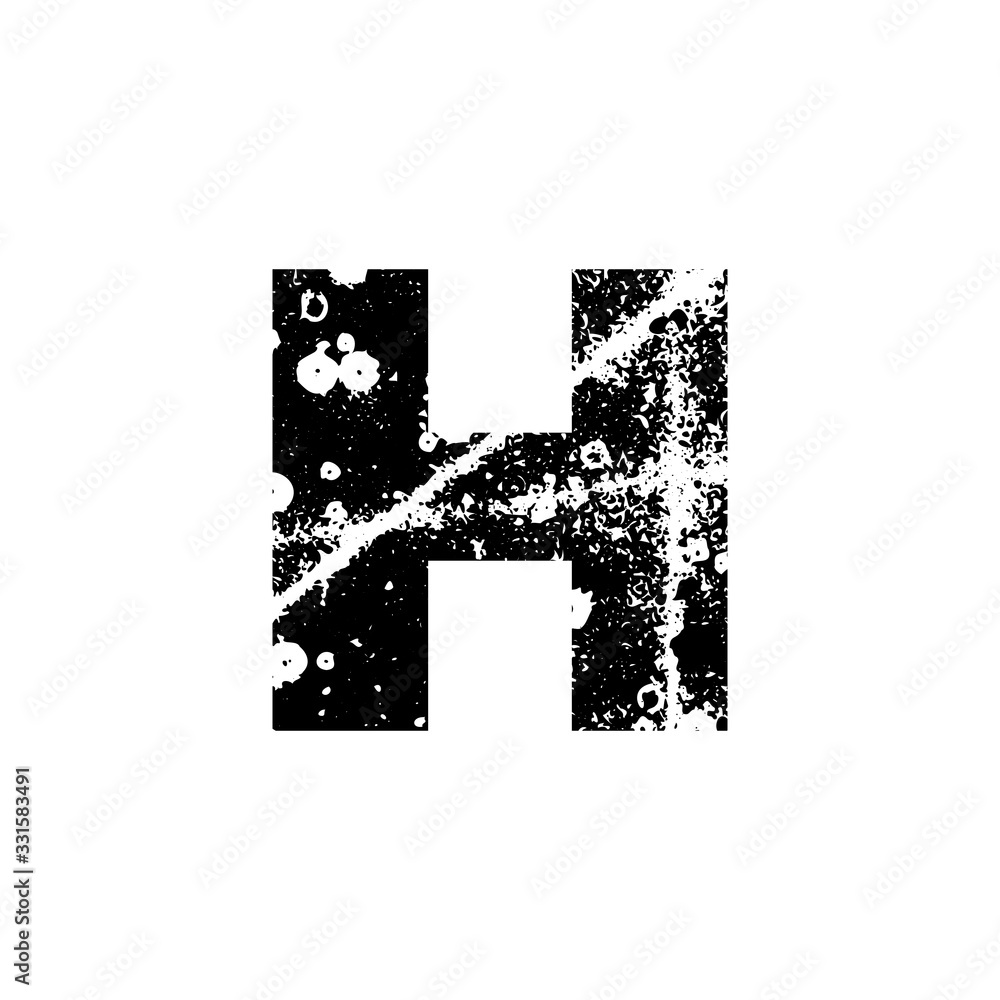 Fototapete painted letter h. abstract handmade sans serif typeface. distress textured font. ink splatter surfac