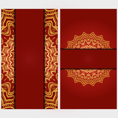 Invitation or Card vector template with floral mandala pattern. Decorative background for Wedding, greeting cards, Birthday Invitation. The front and rear side.