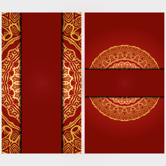 Invitation or Card vector template with floral mandala pattern. Decorative background for Wedding, greeting cards, Birthday Invitation. The front and rear side.