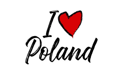 i love Poland Creative  Cursive Text  Typography Template.