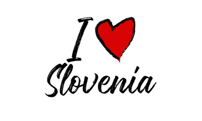 i love Slovenia Creative  Cursive Text  Typography Template.