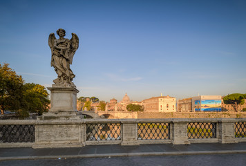 09/28/2017 Vittorio Emanuele II Bridge during early morning, Rome, Italy