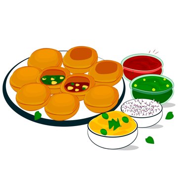 Pani Puri indian mumbai street Food Vector