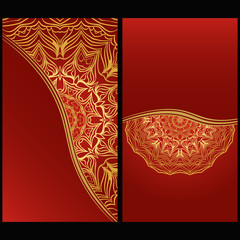 Vintage Cards With Floral Mandala Pattern. Vector Template. The Front And Rear Side. Luxury template.