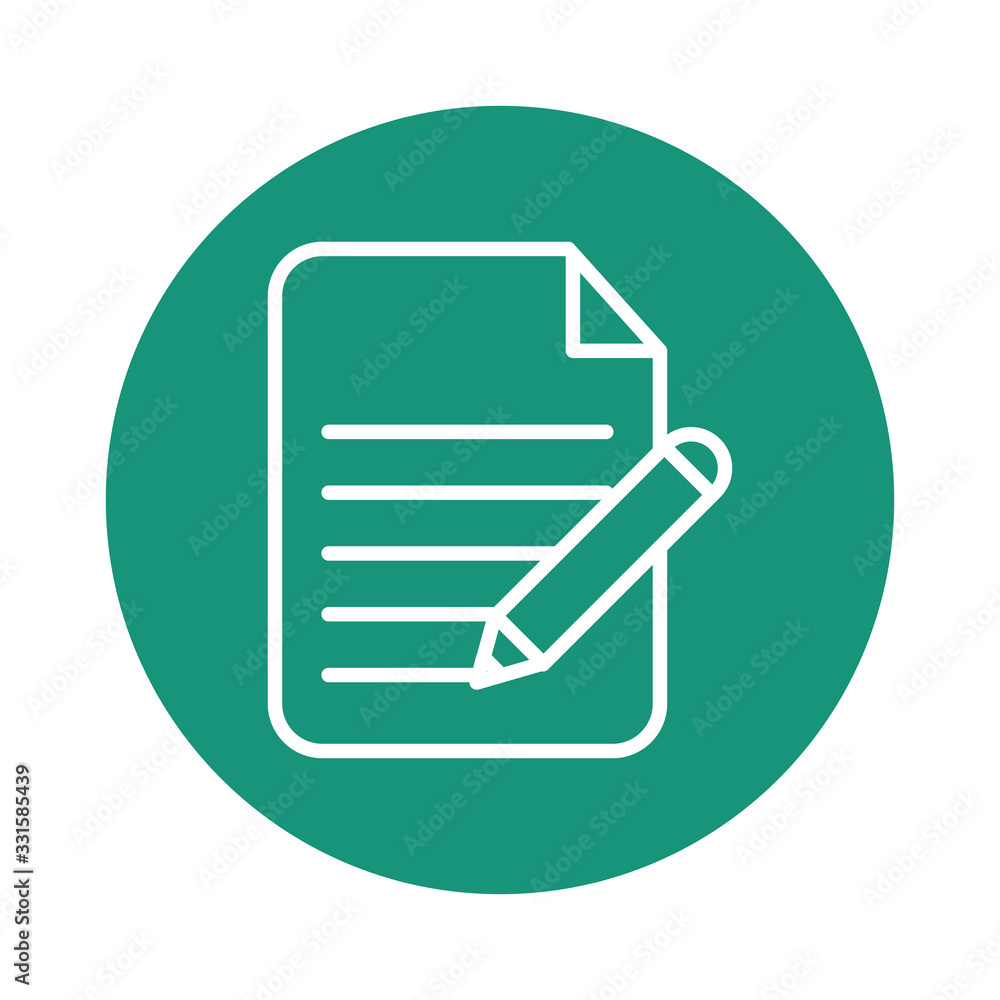 Poster paper document with pen block style icon