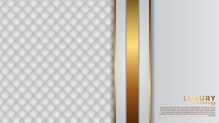 luxury 3d white abstract background with gold lines. overlapping layers isolated on textured background. Eps 10