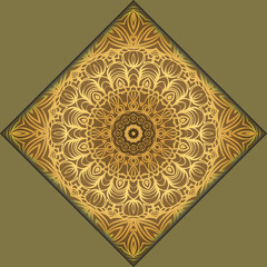 Vector mandala floral background for greeting invitation card, design element. Place for text.