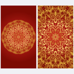 Design Vintage cards with Floral mandala pattern and ornaments. Vector template. Islam, Arabic, Indian, Mexican ottoman motifs. Hand drawn background