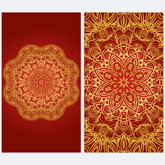 Design Vintage cards with Floral mandala pattern and ornaments. Vector template. Islam, Arabic, Indian, Mexican ottoman motifs. Hand drawn background