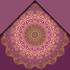 Vintage luxury decorative design of golden mandala. Vector illustration. Floral ornament