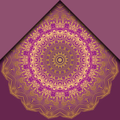 Vintage luxury decorative design of golden mandala. Vector illustration. Floral ornament