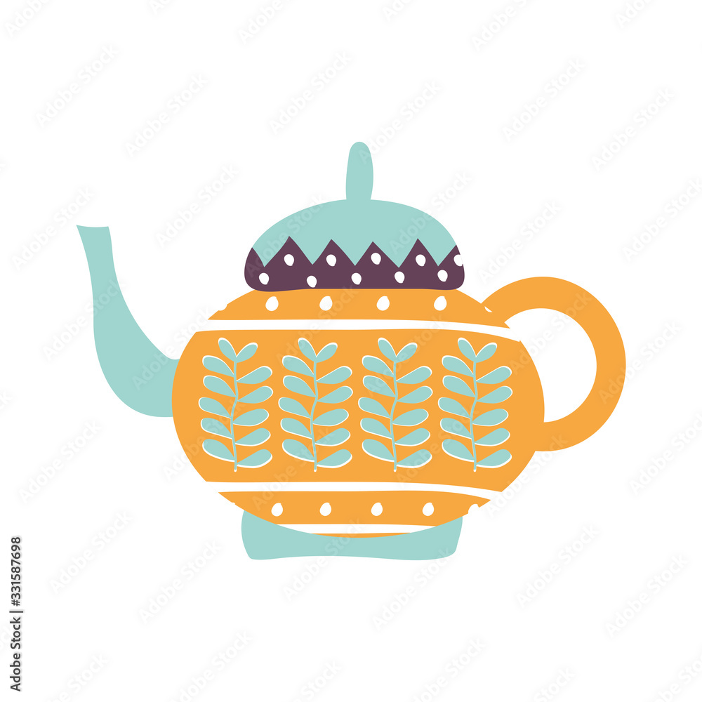 Wall mural tea or coffee kettle flat style icon vector design