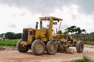 The Rear Of Grader Leveling Marl On New Road