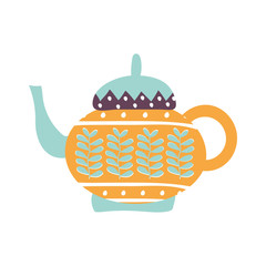 tea or coffee kettle flat style icon vector design