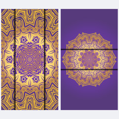 Vintage luxury decorative design invitation casrd of golden mandala. Vector illustration. Floral ornament