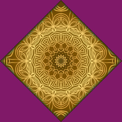 Template card with mandala. Vector. Oriental design for Christmas party invitation, Ramadan holiday, New year greeting, beauty spa salon, wedding