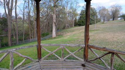 wooden fence in the park