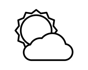 sun with clouds line style icon
