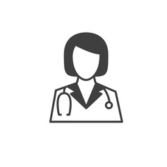 Medical Doctor Icon Female with Stethoscope Vector illustration.