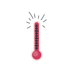 covid 19 concept of high temperature symbol, thermometer icon, flat style