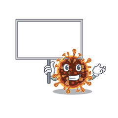 Gamma coronavirus cute cartoon character bring a board