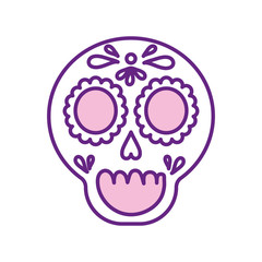 Mexican skull line style icon vector design