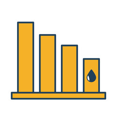 statistics bars with oil drop fill style icon