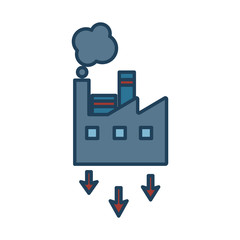 factory building with arrows down fill style icon