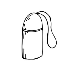 hand-drawn vector illustration, element without background, thermos with tea for camping