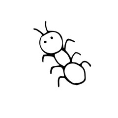 hand-drawn vector illustration, element without background, ant in the forest