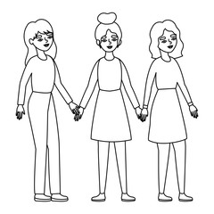 Women holding hands vector design