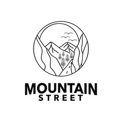 mountain mono line vector logo design