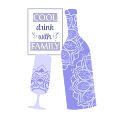 Glass and bottle beer for party. Vector