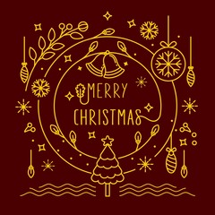 Merry Christmas mono line background