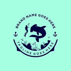 Scuba Diving silhouette illustration Design