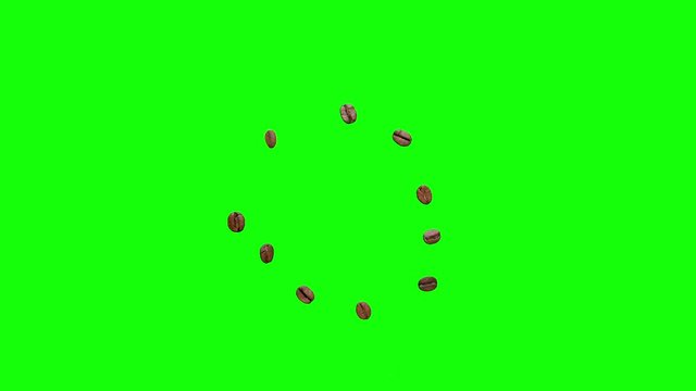Digits stop motion animation from 0 to 9. Coffee Animation template on green screen. Countdown.For Creating Counters