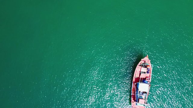 Phu Quoc beach, flight over a small local fishing village, Vietnam drone aerial footage