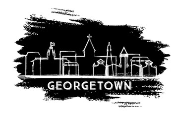 Georgetown Guyana City Skyline Silhouette. Hand Drawn Sketch.