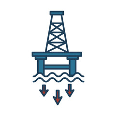 extraction tower oil in the sea fill style icon