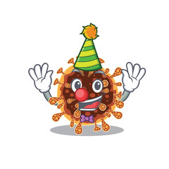Cute and Funny Clown gamma coronavirus cartoon character mascot style