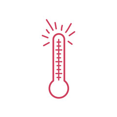 covid 19 concept of high temperature symbol, thermometer icon, line style