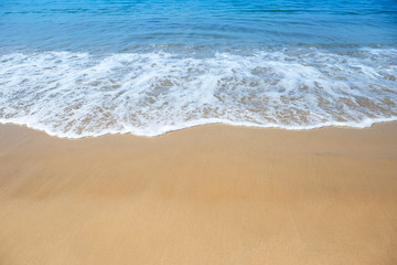 Clean beach with white wave, summer outdoor day light, relaxing on the beach