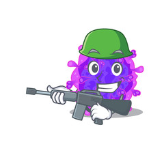 A picture of alpha coronavirus as an Army with machine gun