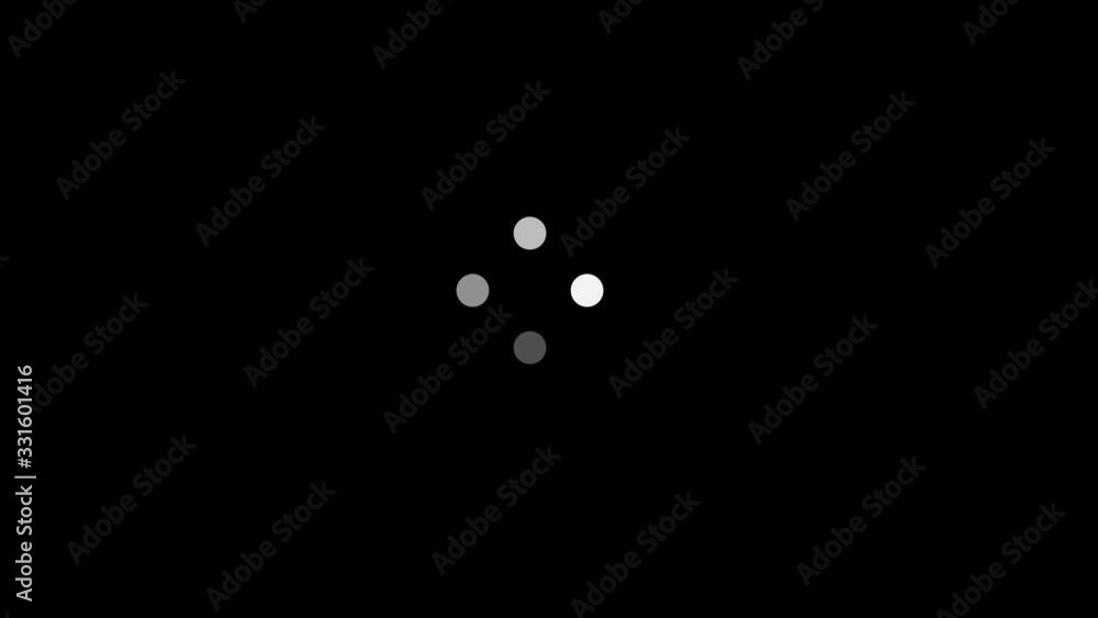 Poster buffering loading dot circles animation on a black background