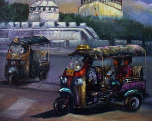 Art Oil painting Fine art Thailand Tuk Tuk car